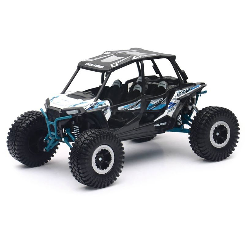 Polaris RZR XP 4 Turbo EPS Sport UTV White with Graphics and Black Top "Xtreme Off-Road" Series 1/18 Diecast Model by New Ray