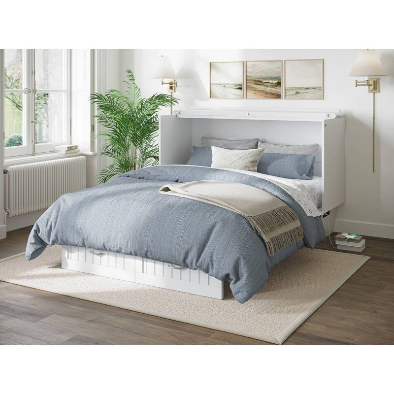 Queen Nantucket Murphy Bed Chest USB Turbo Charger White - AFI