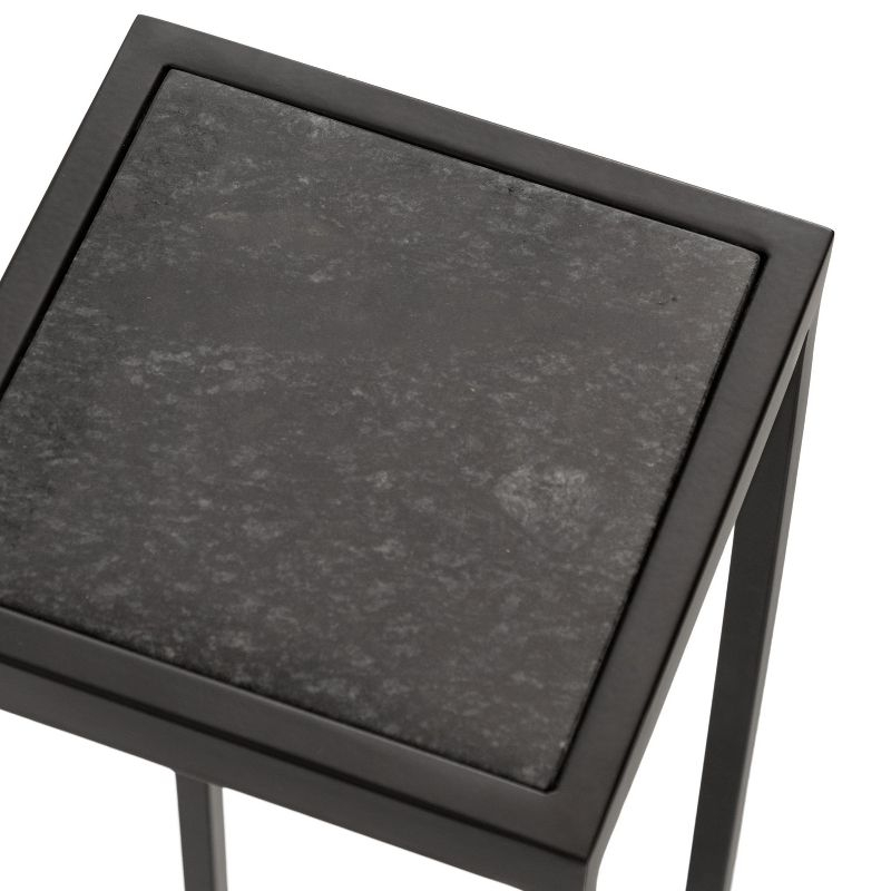 Kate and Laurel Jaspur Square Metal Drink Table, 7x7x21, Black