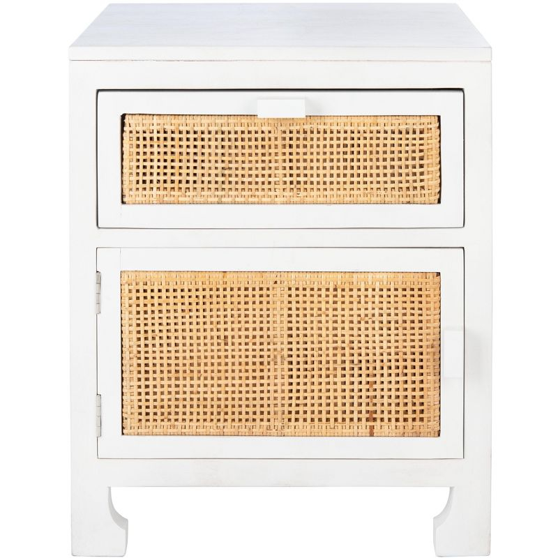 Dave 1 Drawer 1 Door Nightstand - White/Natural - Safavieh.