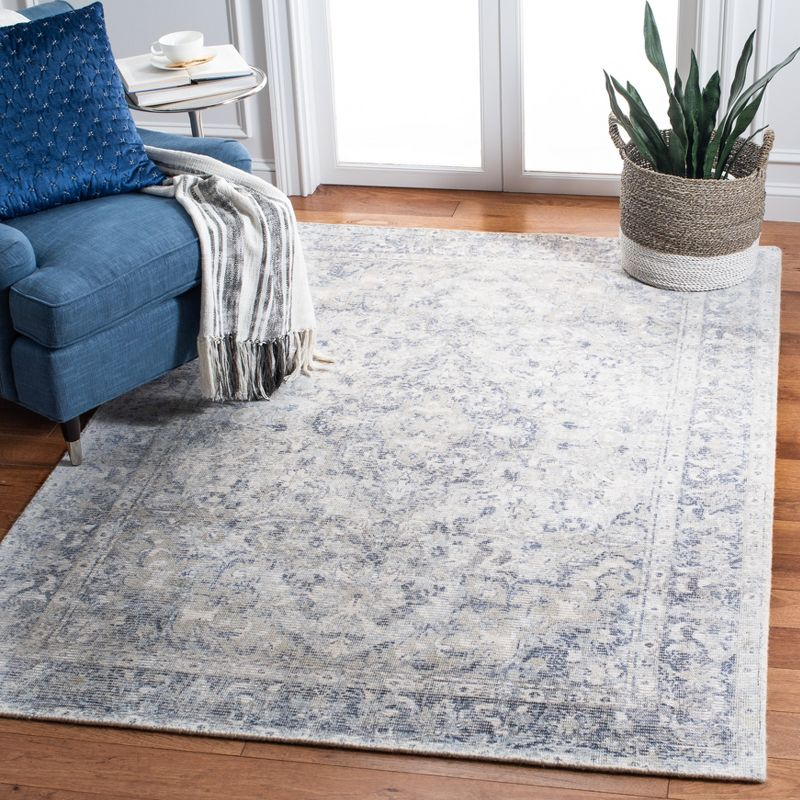 Restoration Vintage RVT704 Hand Loomed Indoor Area Rug - 5'x8' - Ivory/Blue - Safavieh