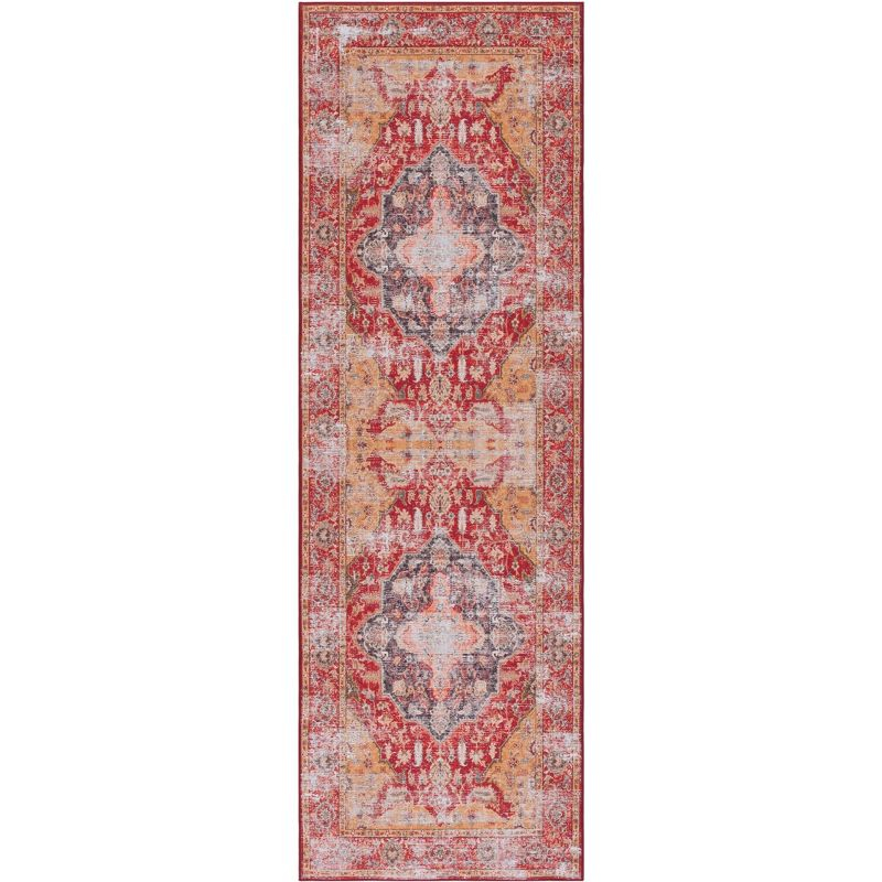 Tucson TSN131 Power Loomed Machine Washable Runner Rug - Rust/Gold - 2'6"x8' - Safavieh.