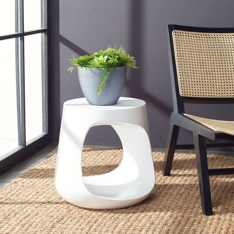 Vikki Concrete Accent Stool - Indoor/Outdoor - VNN1040 - White - Safavieh