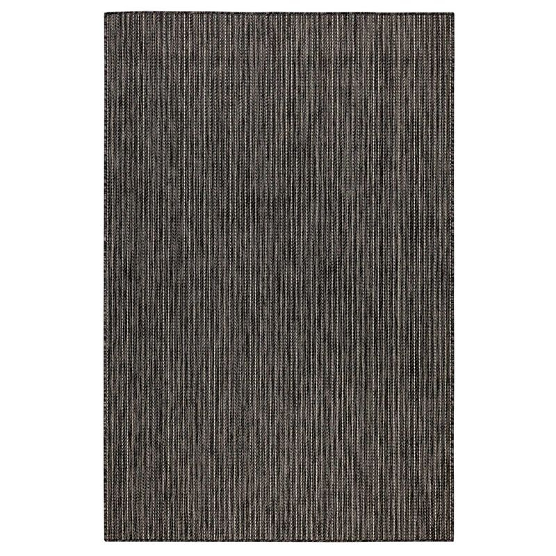 Liora Manne Carmel Texture Stripe Indoor/Outdoor Rug Black 4'10" x 7'6"