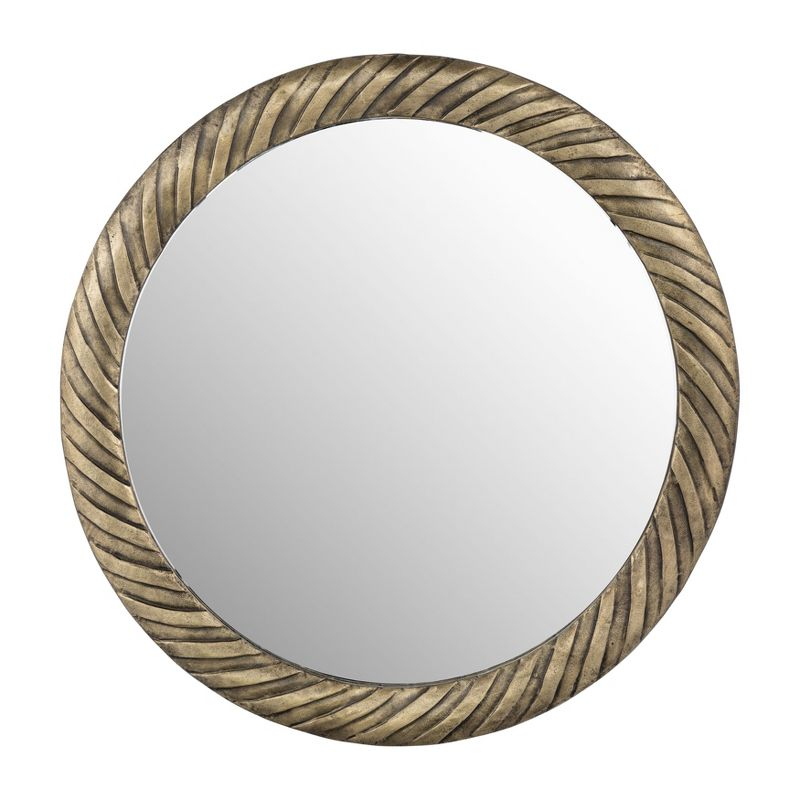 SAGEBROOK HOME 29" Metal Hurricane Pattern Mirror Bronze: Contemporary Style, Hand-Painted, Wall Mounted