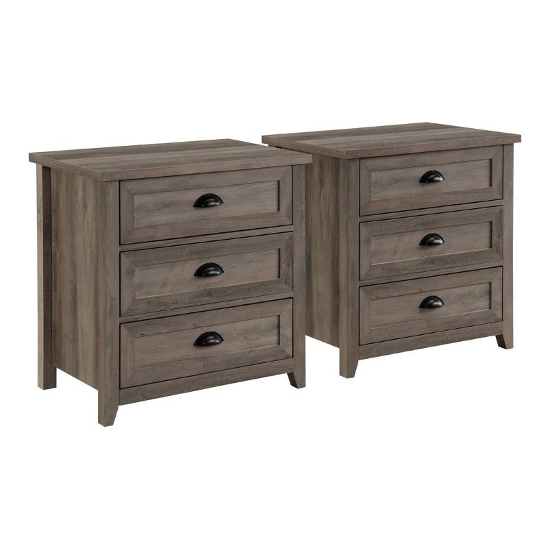Set of 2 Fontella Transitional 3 Drawer Nightstands: Bedside Storage, Saracina Home