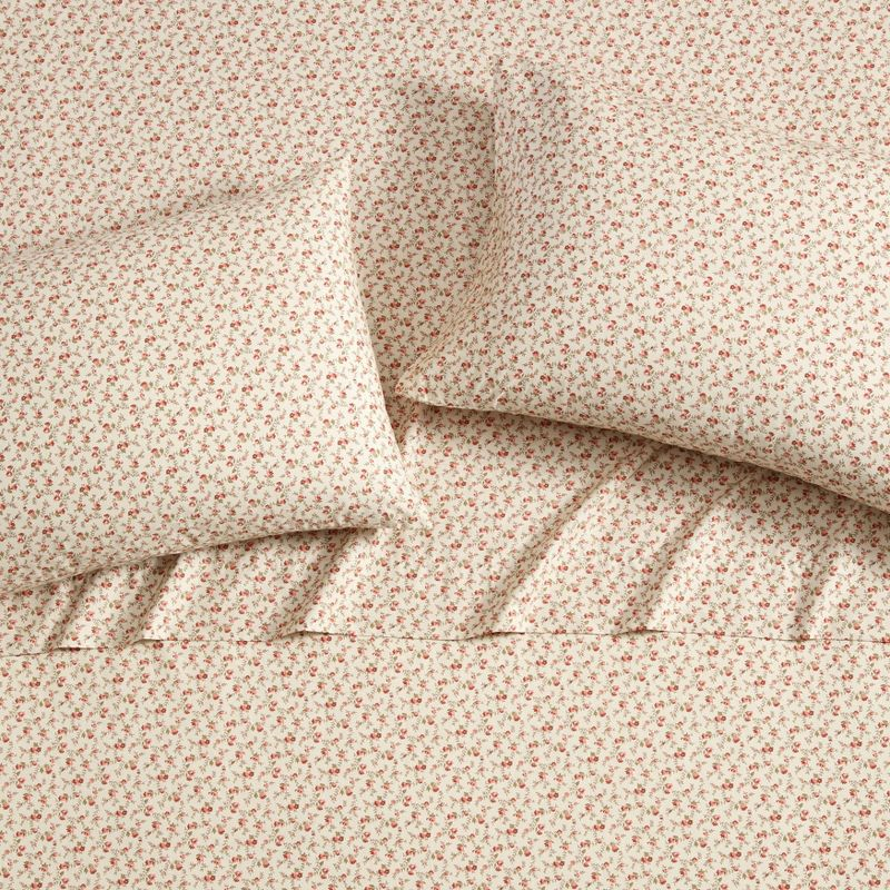 Laura Ashley Sweet Success Pink 100% Cotton Percale Twin Xl Sheet Set