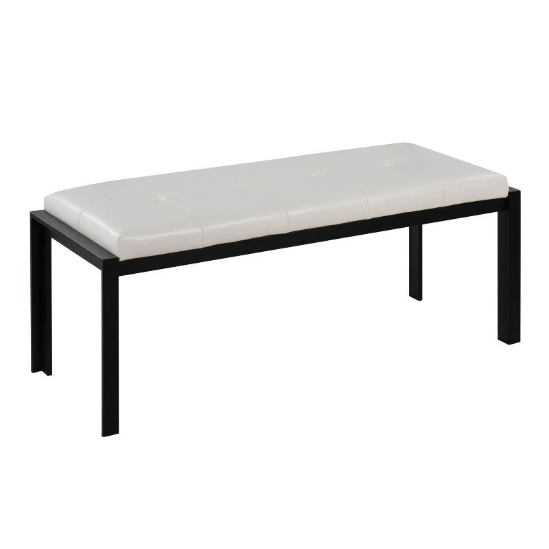 46" Fuji PU Leather/Metal Bench Black/White - LumiSource: Padded, Entryway, End of Bed