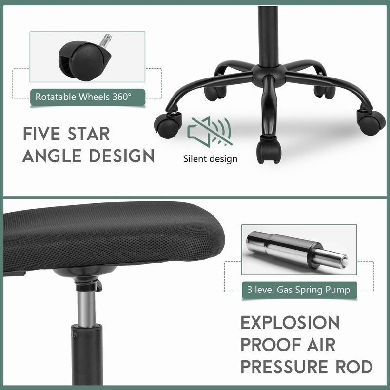 FDW Home Office Chair Mid Back Mesh Desk Chair Armless Computer Chair Rolling Swivel Chair with Lumbar Support,Black