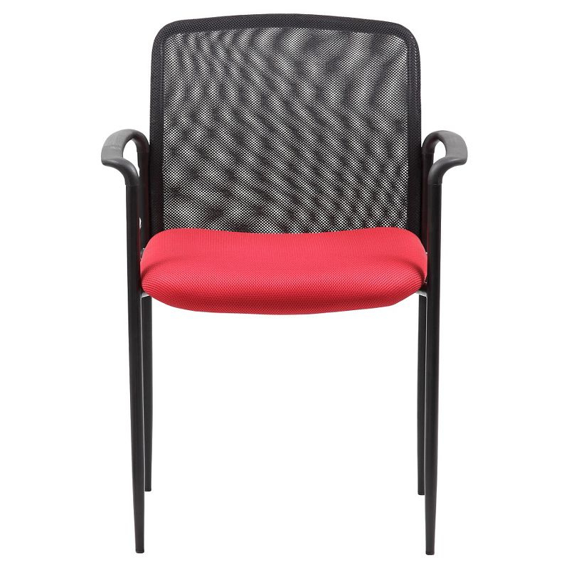 Boss Office Products Office Chair Red: Mesh Upholstered, Fixed Arms, Steel Legs, Powder-Coated Finish