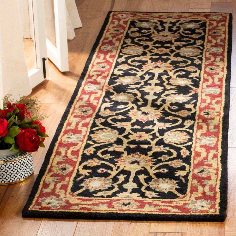 Heritage HG112 Handmade Runner Rug - 2'3"x8' - Black/Red - Safavieh