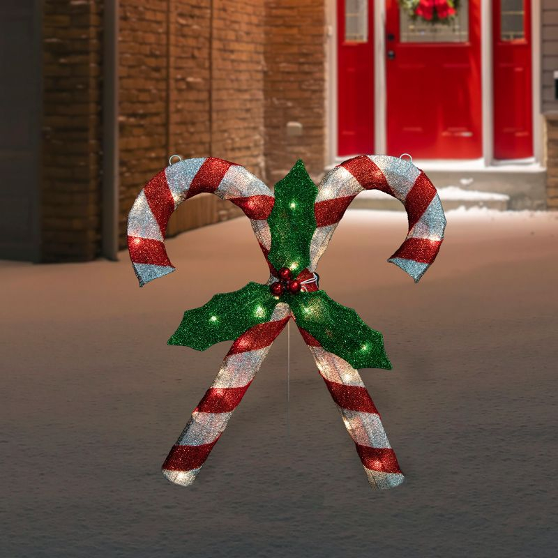 Northlight Double Candy Cane Lighted Outdoor Christmas Decoration - 26" - Clear Lights