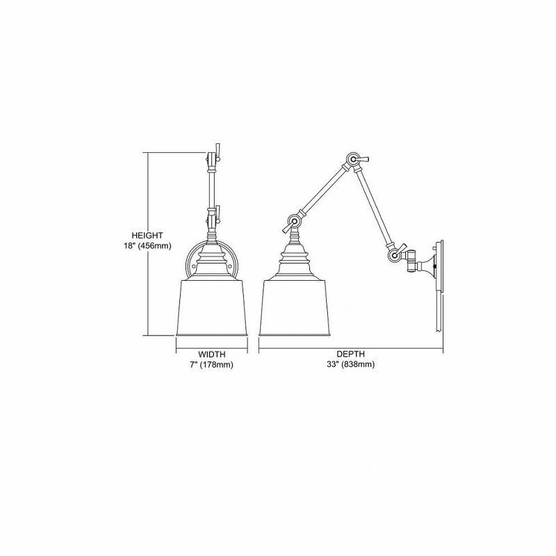 Elk Home Picton Gardens 1 - Light Swing Arm Lamp in  Weathered Zinc