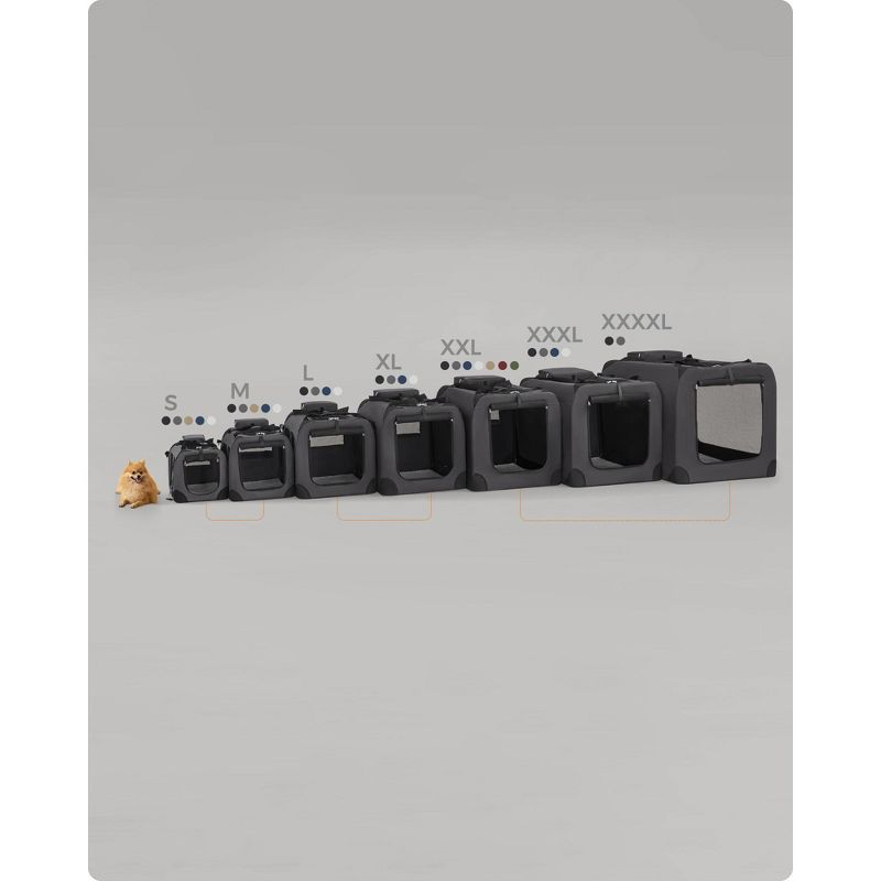 Feandrea 32 Inches Collapsible Soft Dog Crate, Portable Travel Dog Crate, Dog Carrier Kennel with Safety Zippers, Car, Travelling, Smoke Gray