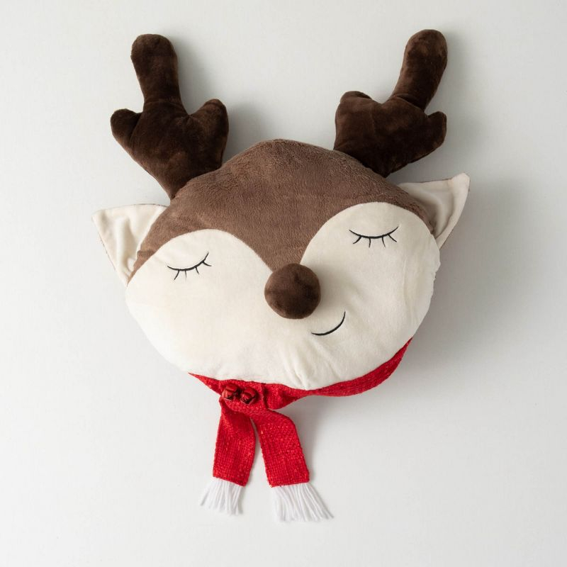 Clover Lane 24.5" Sleeping Reindeer Christmas Throw Pillow, Multicolor