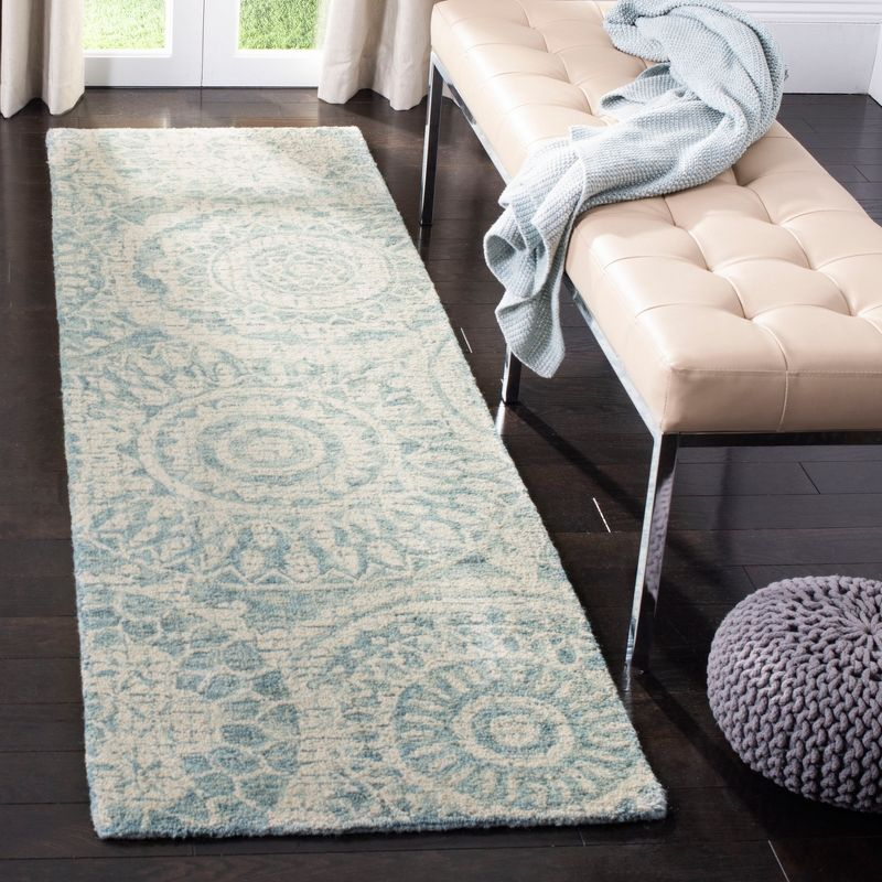 Abstract ABT205 Handmade Indoor Accent Rug - Ivory/Blue - 2'x3' - Safavieh