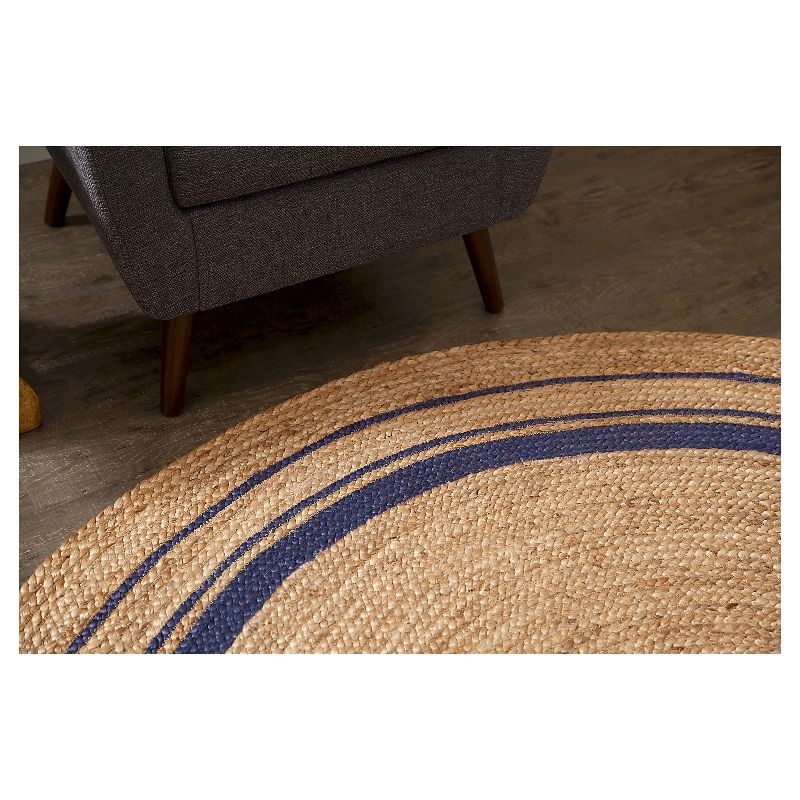 8' Round Beige/Midnight Kerala Area Rug Round - Anji Mountain