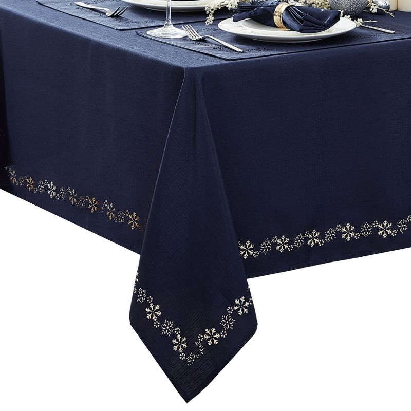 Snowflake Laser Cut Tablecloth - Blue - 52" Square - Elrene Home Fashions