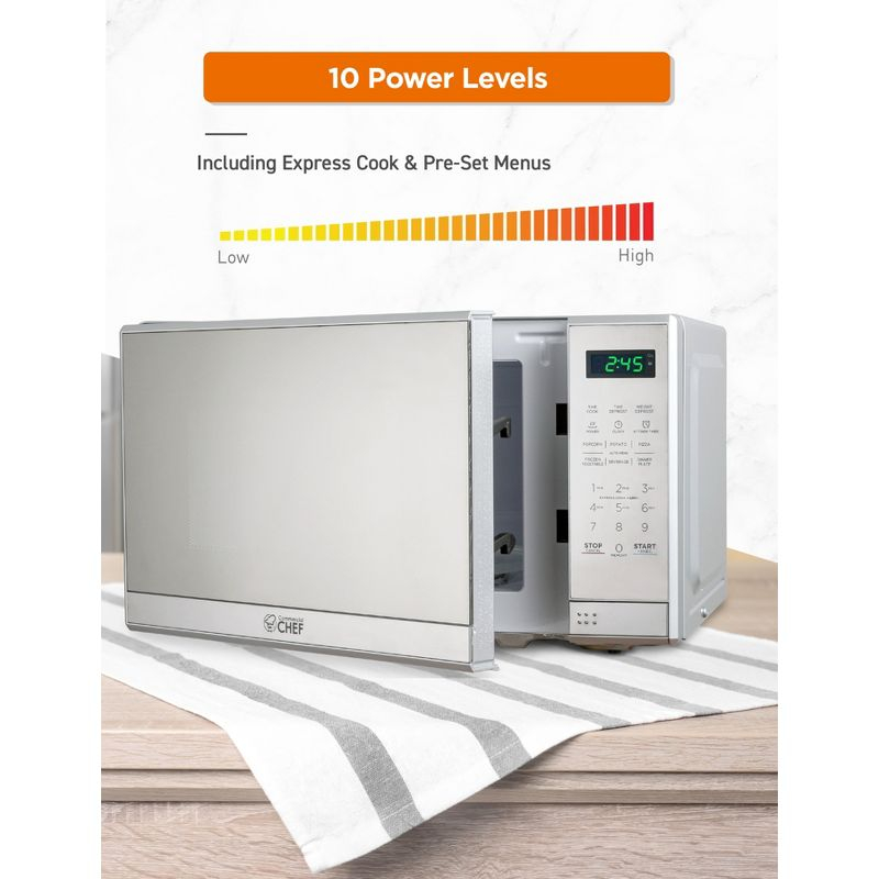 COMMERCIAL CHEF Countertop Microwave Oven 0.7 Cu. Ft. 700W, Stainless Steel