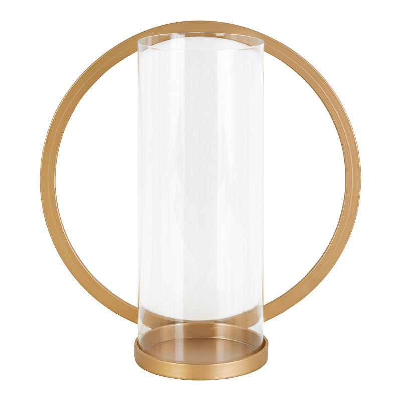 Kate and Laurel Khauli Round Metal Wall Sconce, 12" Diameter, Gold