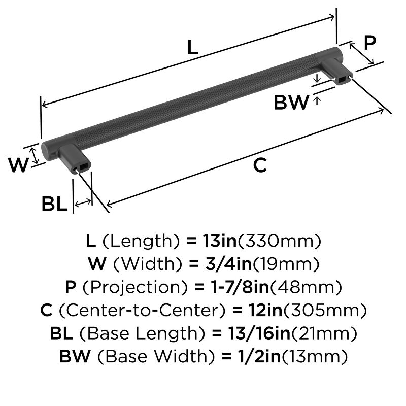 Amerock Bronx 12 inch (305mm) Center-to-Center Black Bronze Appliance Pull