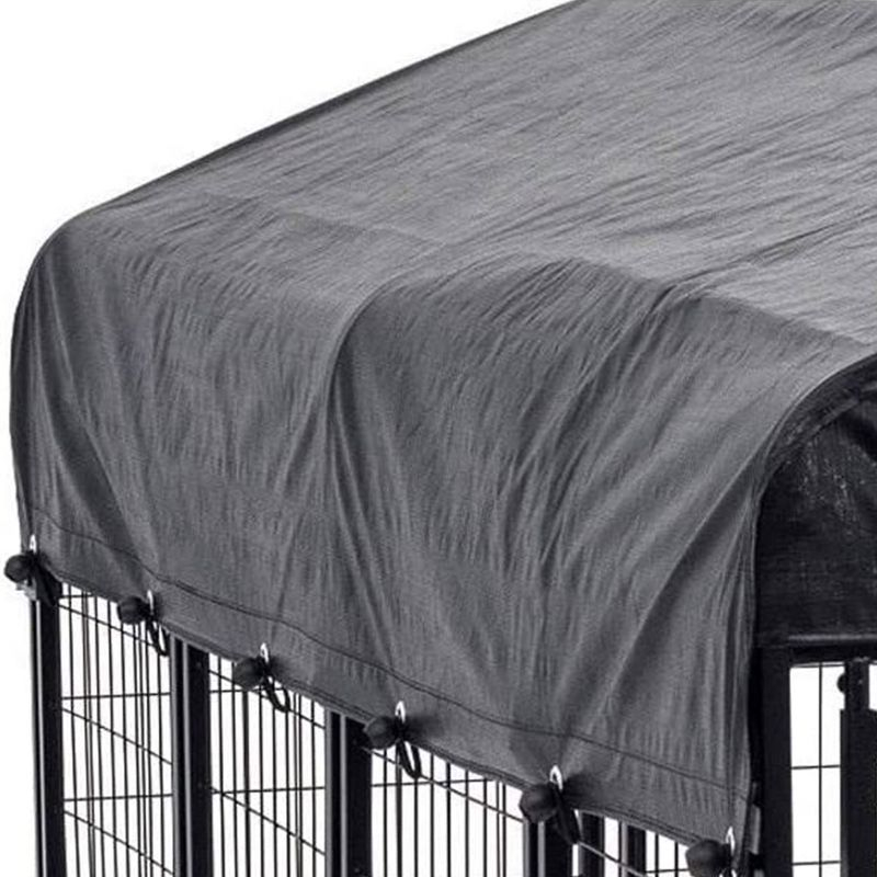 Lucky Dog 8ft x 4ft x 6ft Large Outdoor Dog Kennel Playpen Crate with Heavy Duty Welded Wire Frame and Waterproof Canopy Cover, Black (2 Pack)