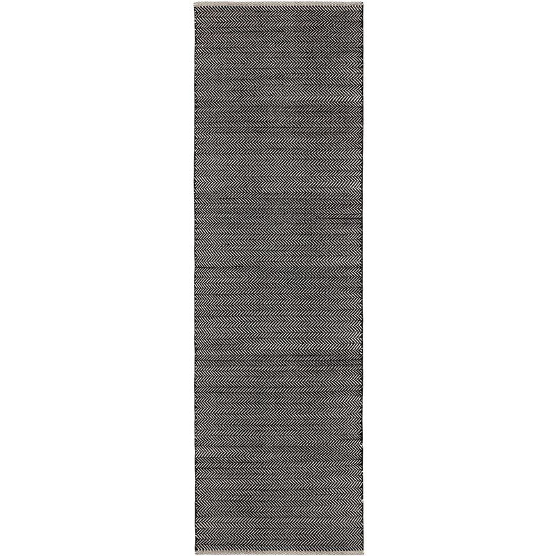 Herringbone Black/Ivory Handwoven Indoor/Outdoor Rug