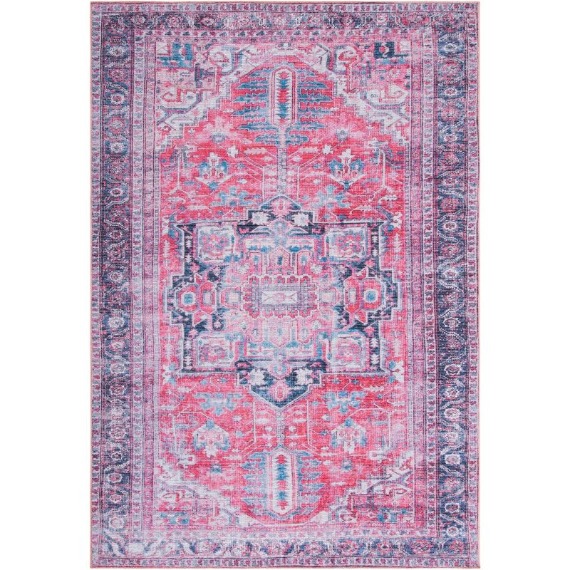 Serapi SEP389 Power Loomed Machine Washable Skid-Resistant Indoor Area Rug - Navy/Red - 6'7"x9' - Safavieh