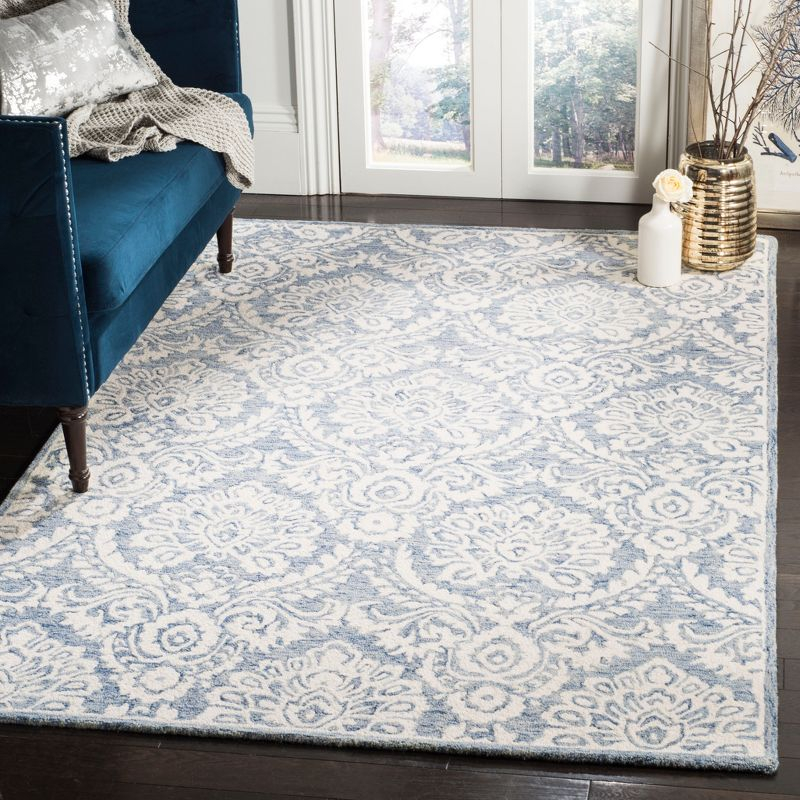 Blossom BLM106 Hand Tufted Indoor Area Rug - Blue/Ivory - 6'x9' - Safavieh