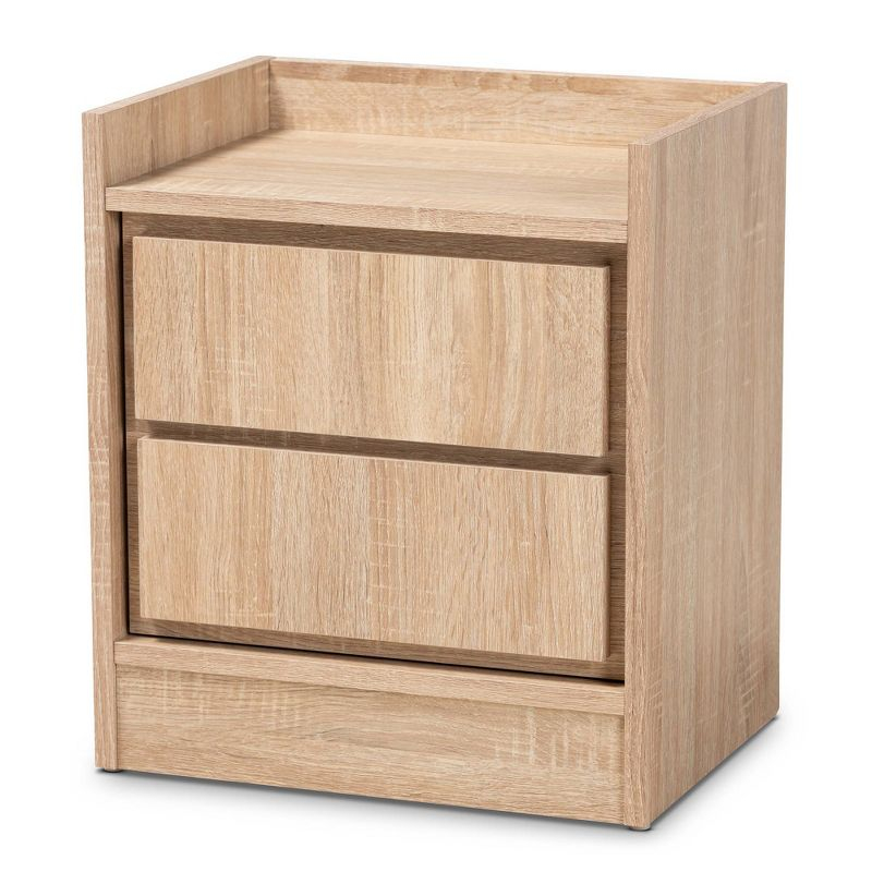 2 Drawers Hale Wood Nightstand Oak - Baxton Studio