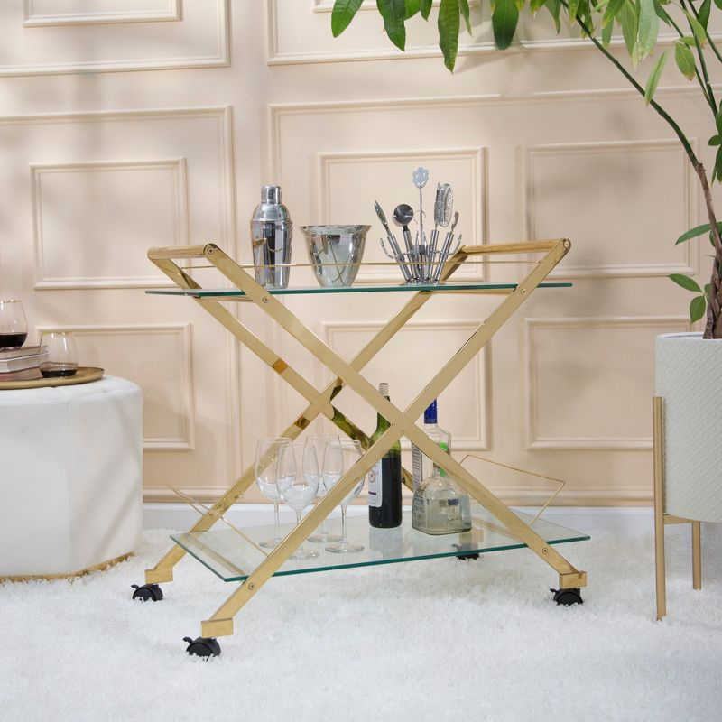 Sagebrook Home Rolling Bar Cart Gold