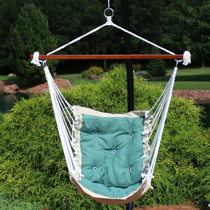 Sunnydaze Large Tufted Victorian Hammock Chair Swing for Backyard and Patio -  300 lb Weight Capacity - Sea Grass