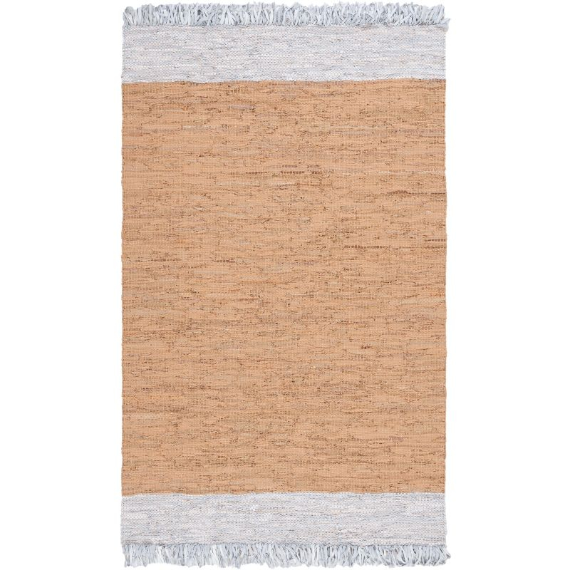Vintage Leather VTL310 Hand Woven Indoor Area Rug - Light Grey/Brown - 4'x6' - Safavieh