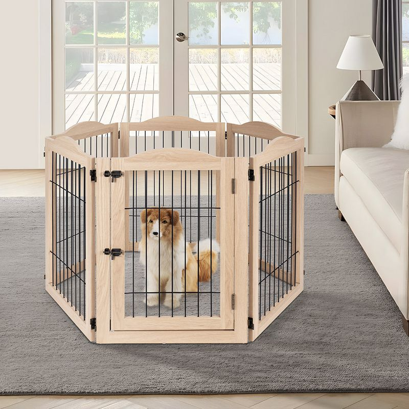 unipaws Extension Kit with Wood and Wire 2 Panels, Walnut