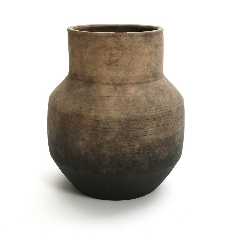 LuxenHome Brown Ombre Terracotta 11.4-Inch Round Vase