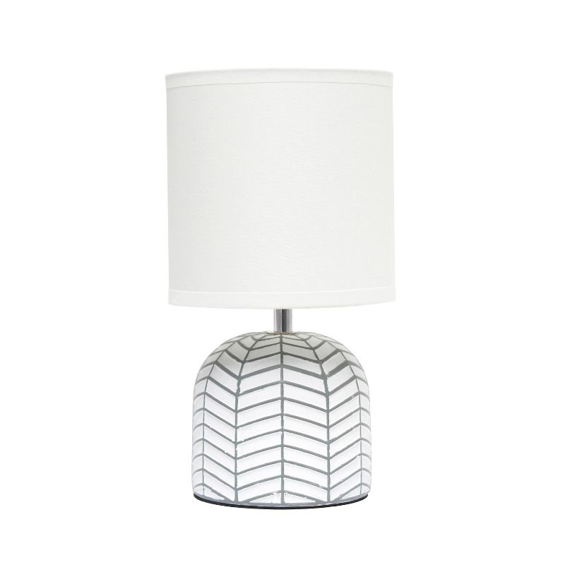 10.43" Petite Contemporary Webbed Waves Base Bedside Lamp with White Drum Shade - Simple Designs: ETL Listed, No Assembly Required