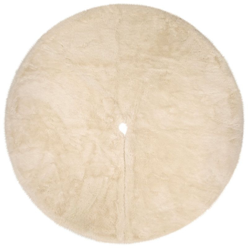 Northlight Faux Fur Christmas Tree Skirt - 72" - Cream