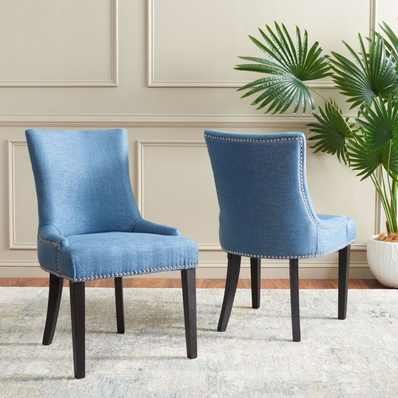 Lester 19" H Dining Chair With Nail Head Trim (Set of 2) - MCR4709 - Navy - Safavieh Couture