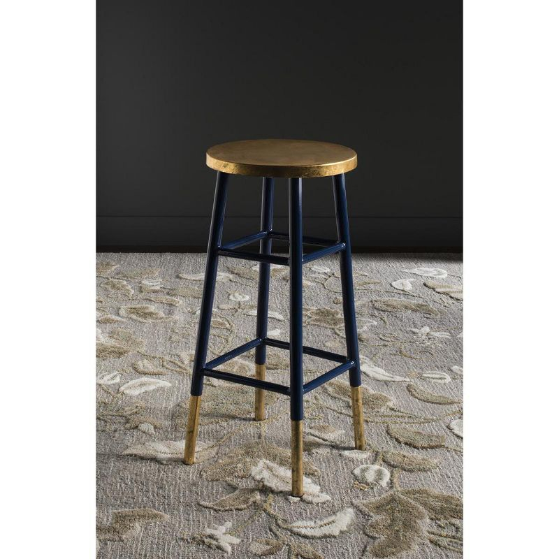 Emery Dipped Gold Leaf Bar Stool - FOX3230 - Navy/Gold - Safavieh Couture
