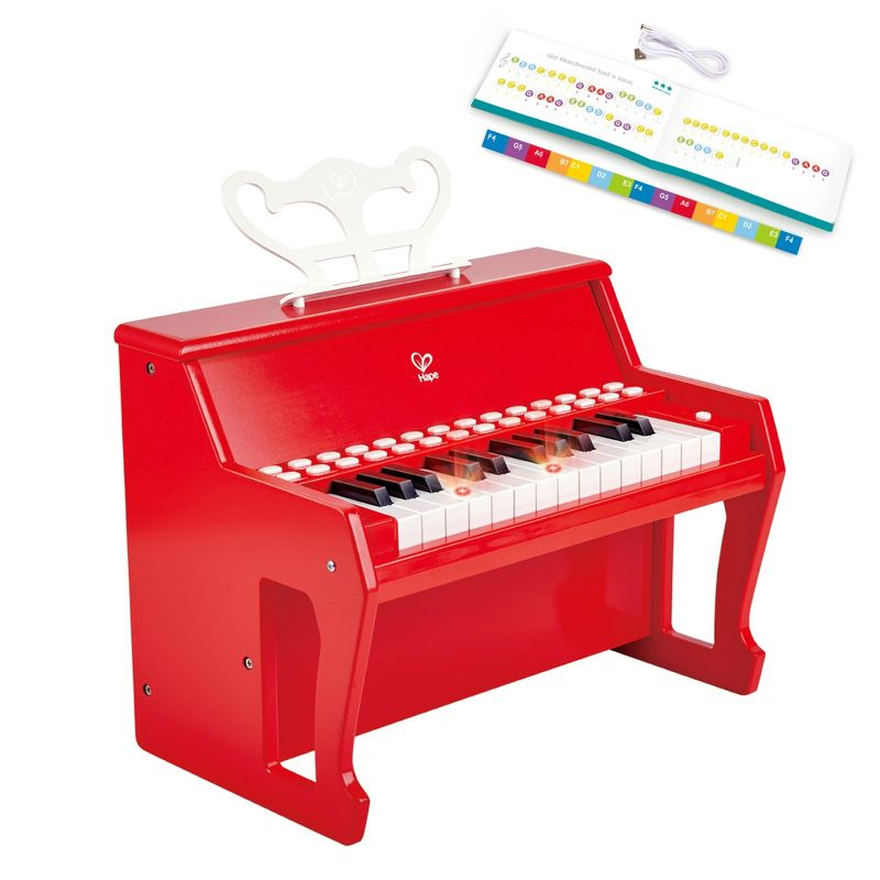 Hape Learn With Lights: Electronic Piano - Red, 25 Keys, Ages 3+