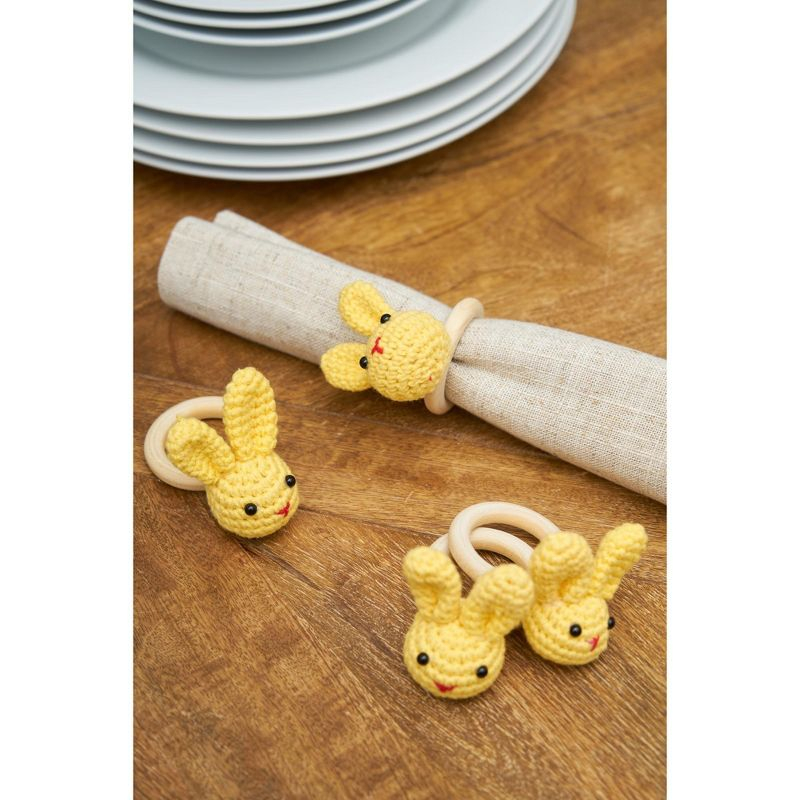August Grove® Yellow Knitted Bunny Napkin Ring (Set of 4)