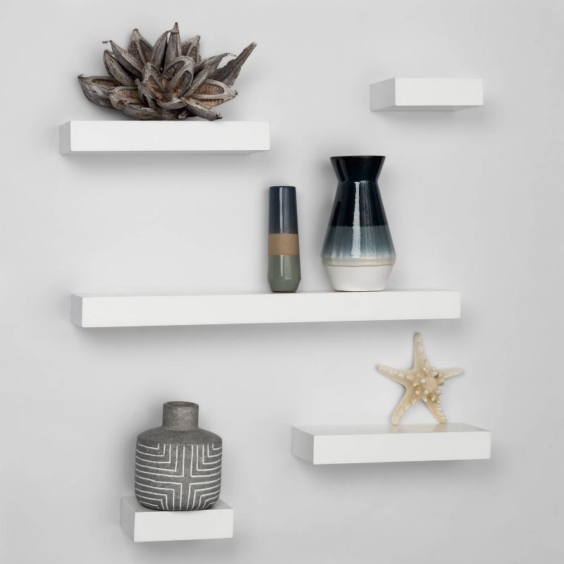 5pc Modern Wall Shelf Set White - Threshold™: MDF Composite, Open Design, Includes Mounting Hardware