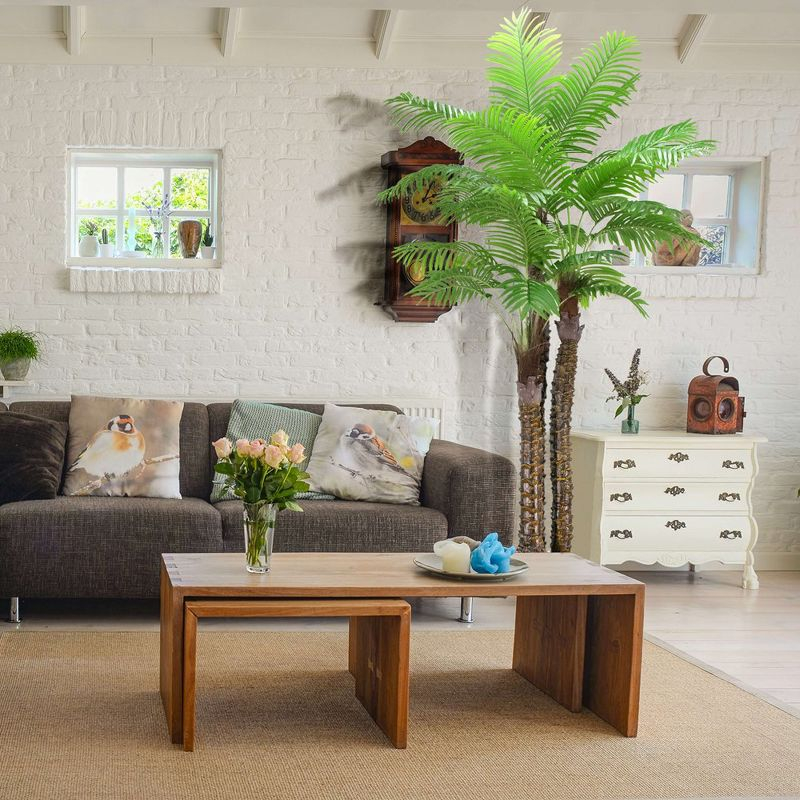 8ft Artificial Palm Tree Fake Palm Plants Outdoor Indoor in Pot Large Faux Palm Plants for Living Room Front Porch Patio Pool Garden Home Office Decor
