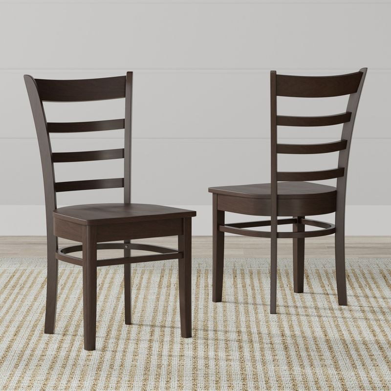 Glenwillow Home Slat Back Solid Wood Dining Chairs in Dark Walnut (Set of 2)