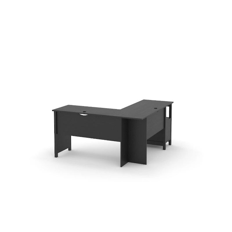 Sauder Dawson Trail Modern L Shape Desk Raven Oak: Home Office Furniture with File Drawer & Cord Management
