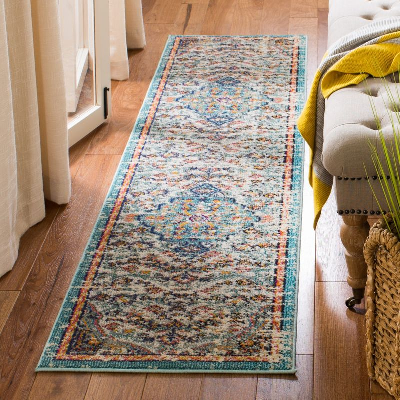 Madison MAD447 Power Loomed Indoor Runner Rug - Grey/Light Blue - 2'2"x6' - Safavieh