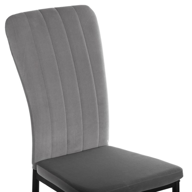Fabulaxe Gray Modern And Contemporary Tufted Velvet Upholstered Accent Dining Chair