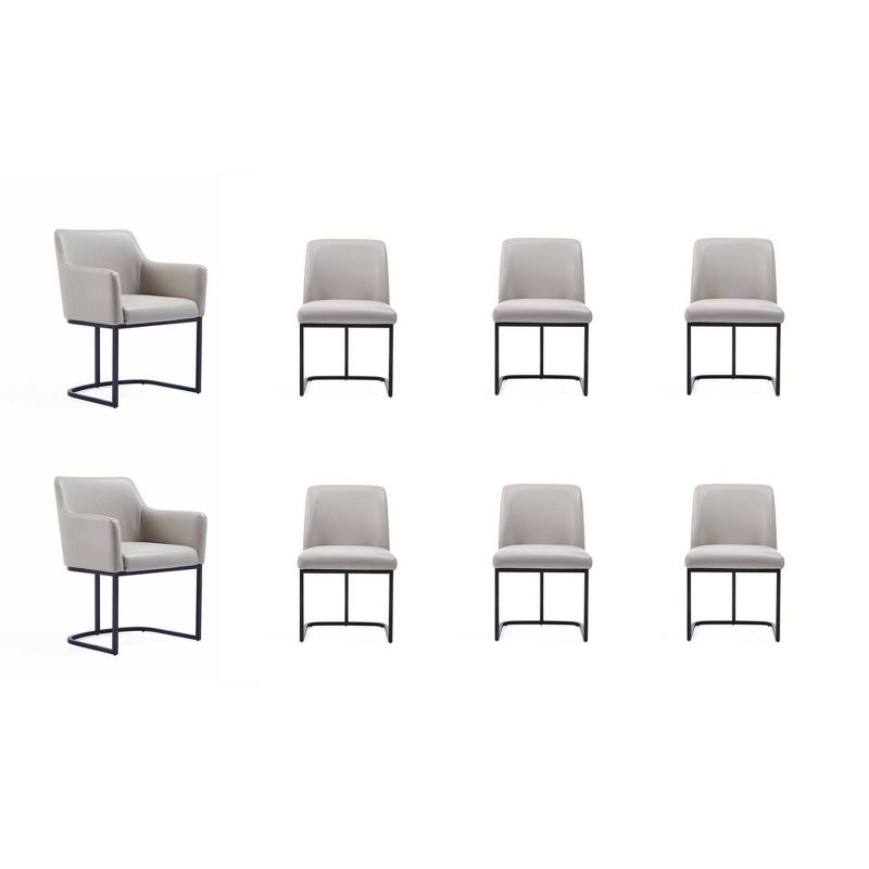 Set of 8 Serena Modern Leatherette Upholstered Dining Chair Set Light Gray - Manhattan Comfort: Ergonomic Design, Steel Legs, Foam-Filled