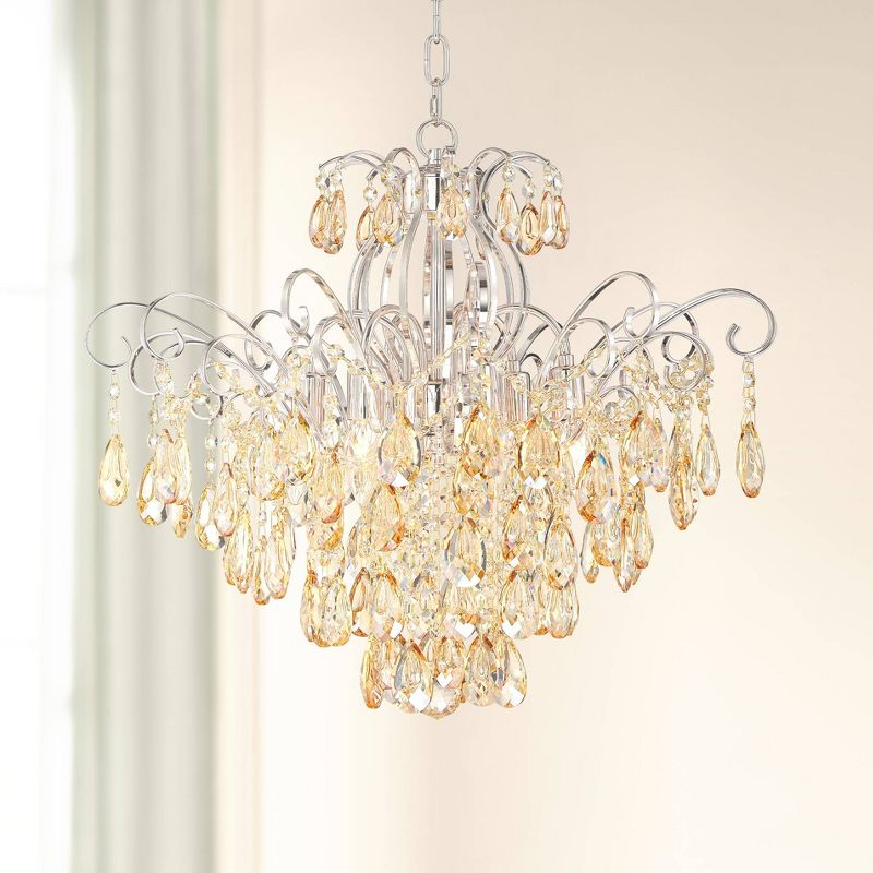 Vienna Full Spectrum Mellie Champagne Gold Chandelier 24" Wide French Crystal 6-Light Fixture for Dining Room House Kitchen Island Entryway Bedroom