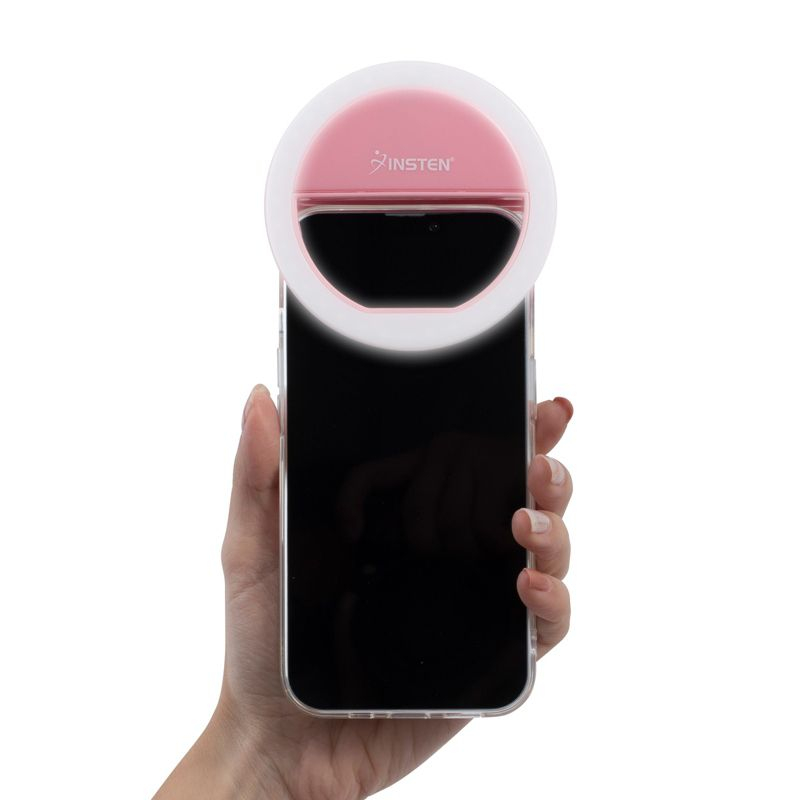 Insten 3" Mini LED Selfie Ring Light with Clip for Laptop Tablet Cell Phone Video, Dimmable, 36 Beads, Battery Powered, Pink
